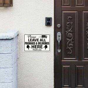 Black and White Delivery Instruction Sign